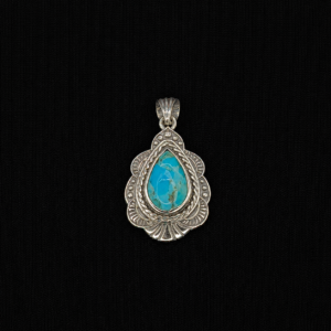 PINGENTE EM PRATA ESTILO BALI COM TURQUESA