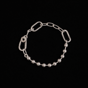 PULSEIRA EM PRATA BOLINHAS E ELOS