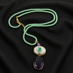 COLAR JACARTA AMAZONITA GOTA TANSANITA